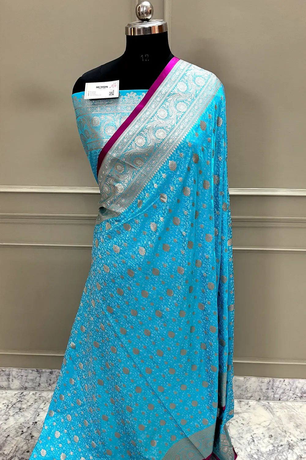 Sky Blue Chunni Munni Katan Silk Banarasi