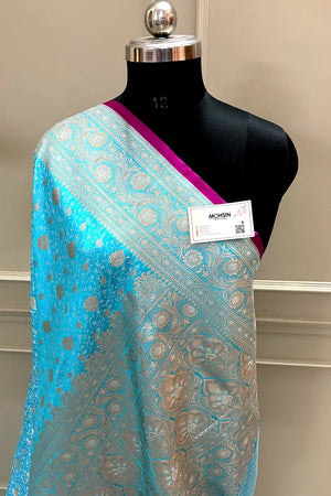 Sky Blue Chunni Munni Katan Silk Banarasi