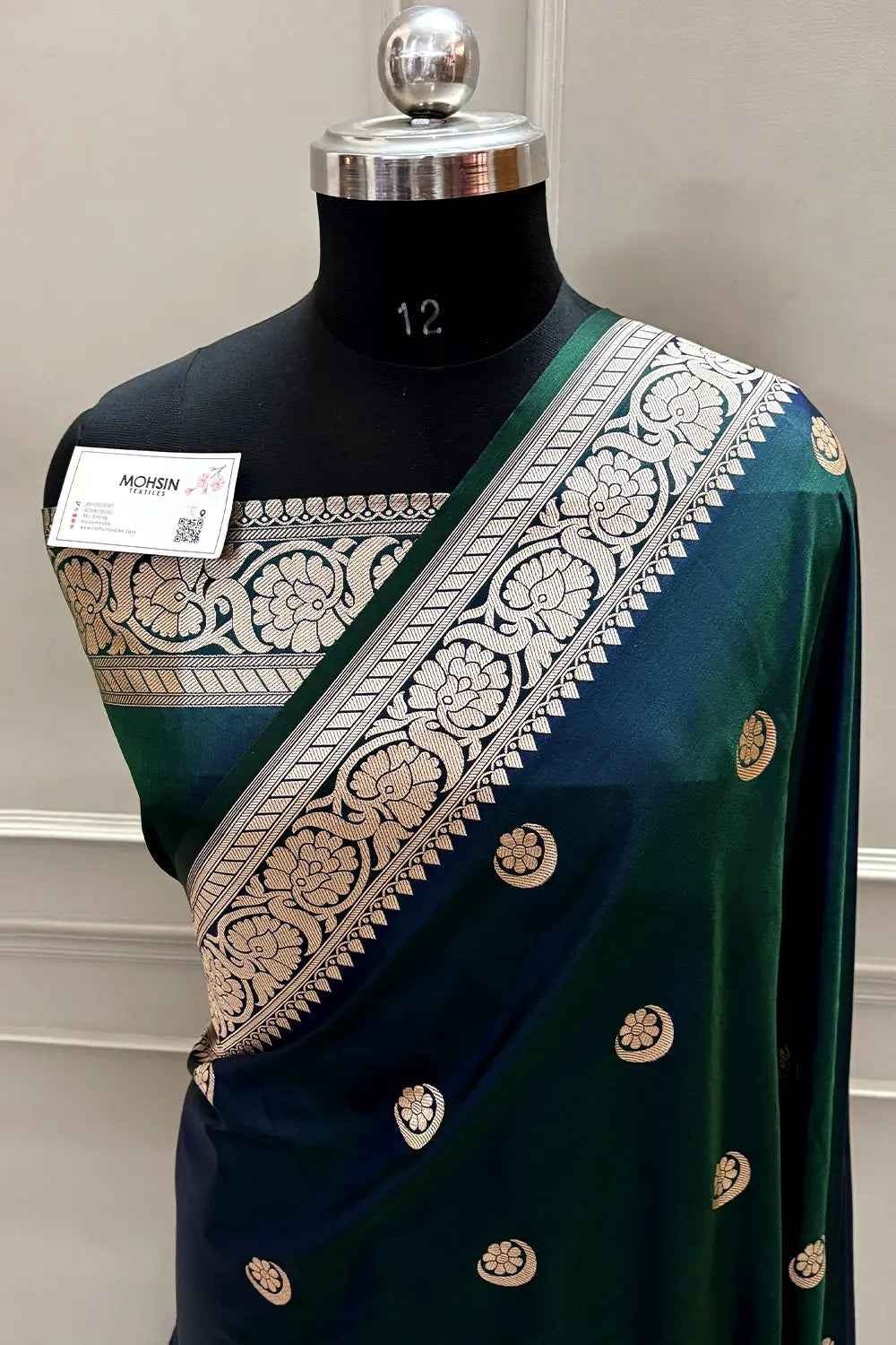 Sonakshi Sinha Bottle Green Auda Katan Mashru Silk Banarasi Saree