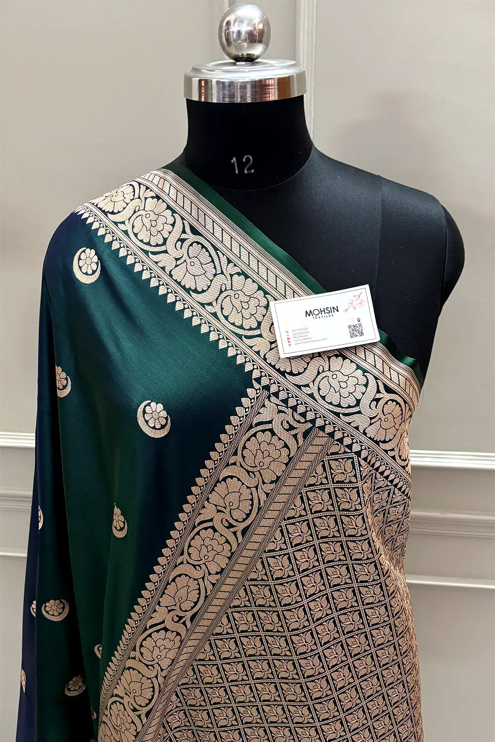 Sonakshi Sinha Bottle Green Auda Katan Mashru Silk Banarasi Saree