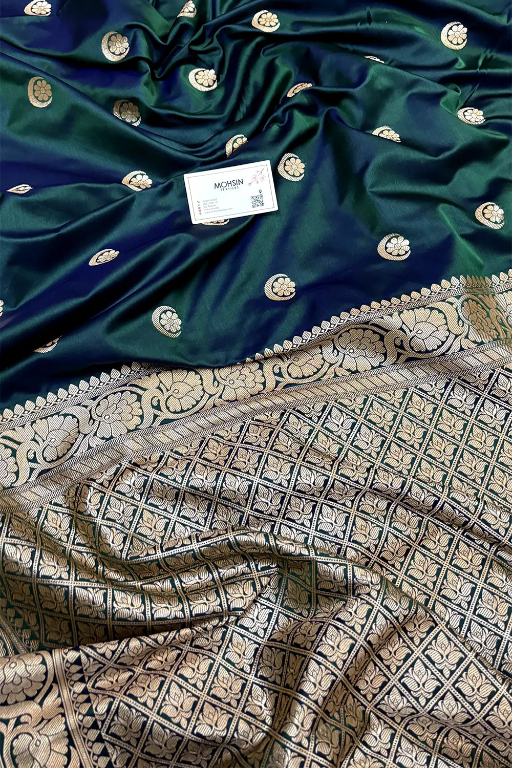 Sonakshi Sinha Bottle Green Auda Katan Mashru Silk Banarasi Saree