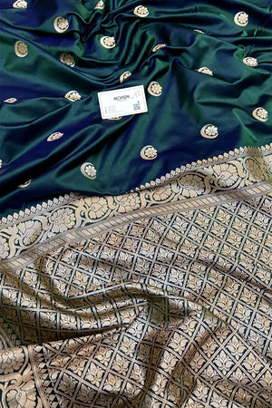 Sonakshi Sinha Bottle Green Auda Katan Mashru Silk Banarasi Saree