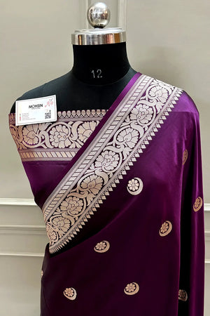 Sonakshi Sinha Purple Katan Mashru Silk Banarasi Saree