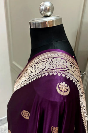 Sonakshi Sinha Purple Katan Mashru Silk Banarasi Saree