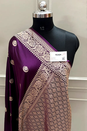 Sonakshi Sinha Purple Katan Mashru Silk Banarasi Saree