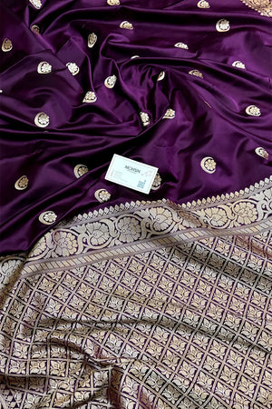 Sonakshi Sinha Purple Katan Mashru Silk Banarasi Saree