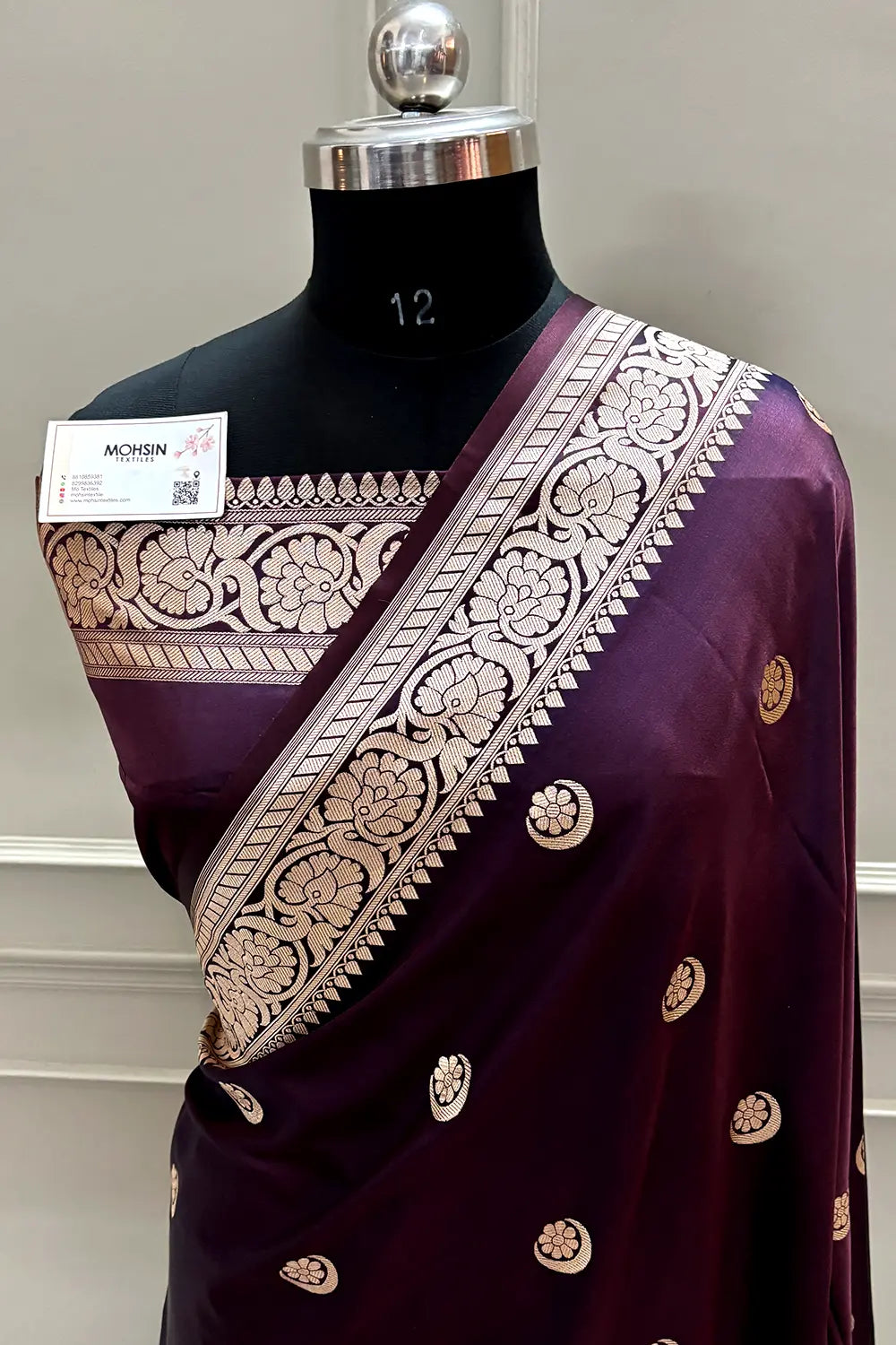 Sonakshi Sinha Wine Navy Katan Mashru Silk Banarasi Saree