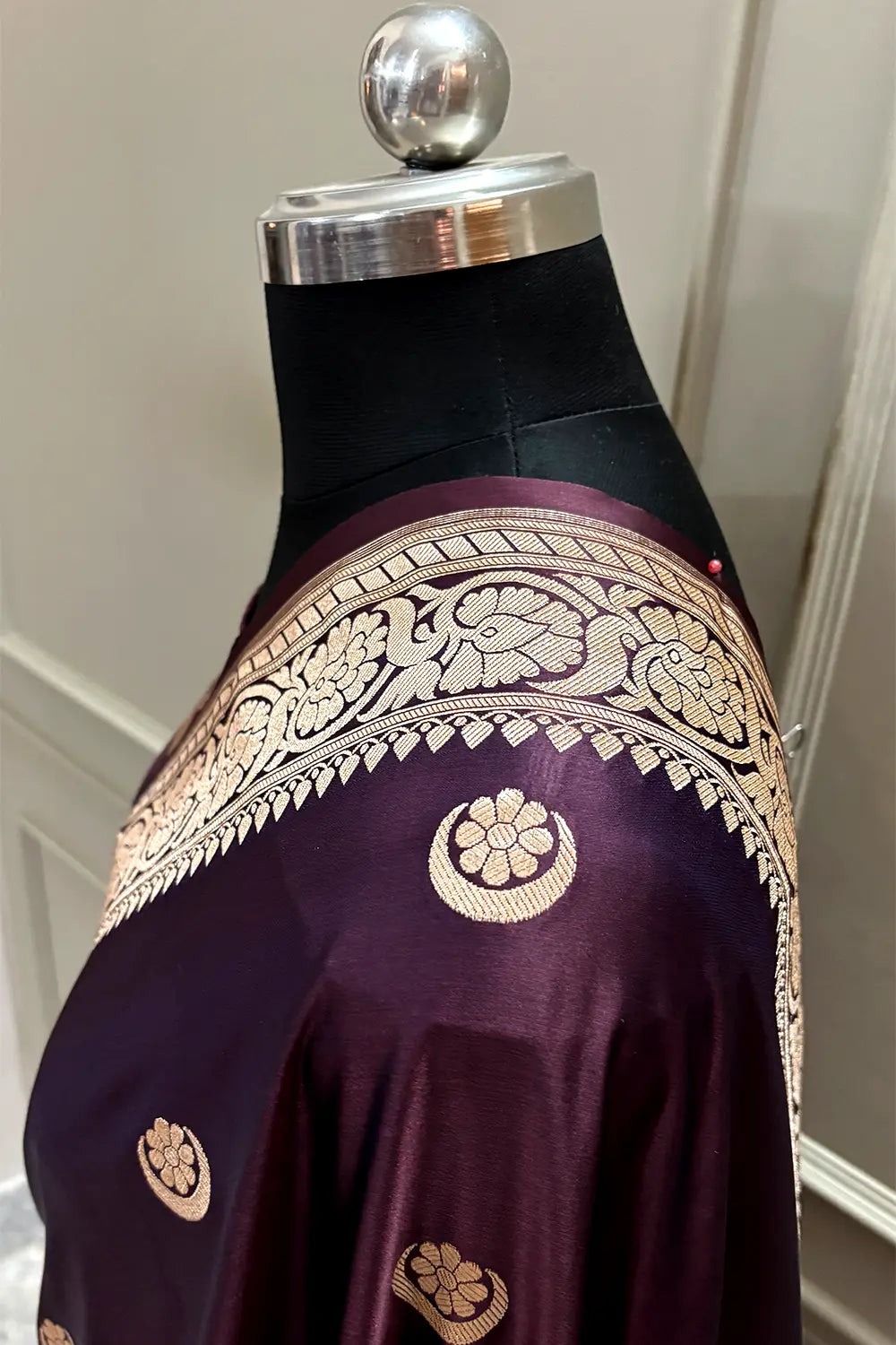 Sonakshi Sinha Wine Navy Katan Mashru Silk Banarasi Saree