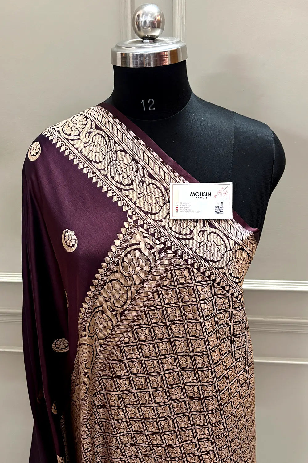 Sonakshi Sinha Wine Navy Katan Mashru Silk Banarasi Saree