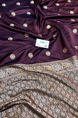 Sonakshi Sinha Wine Navy Katan Mashru Silk Banarasi Saree