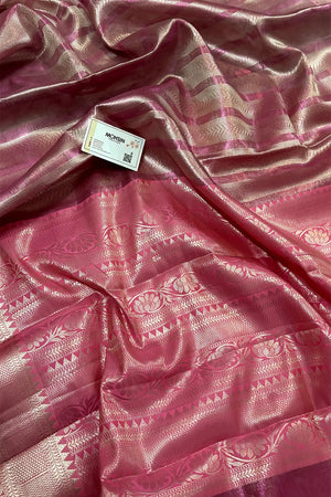 Sreeleela Baby Pink Zari Banarasi Silk Saree