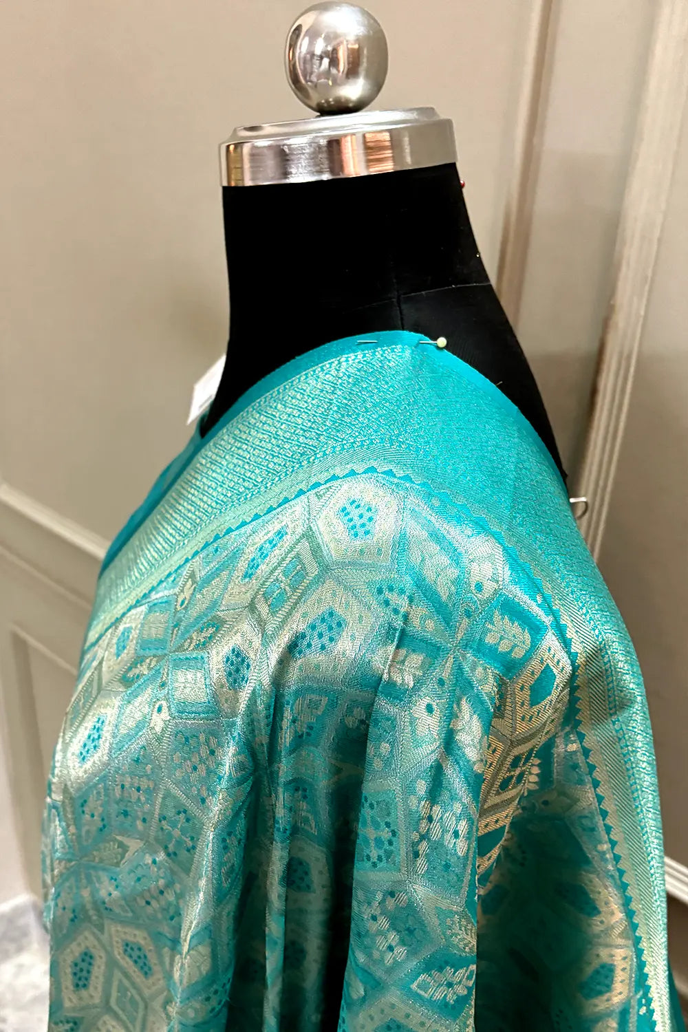 Teal Banarasi Silk Saree