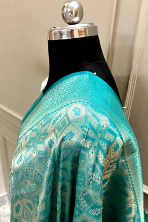 Teal Banarasi Silk Saree