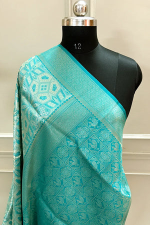 Teal Banarasi Silk Saree
