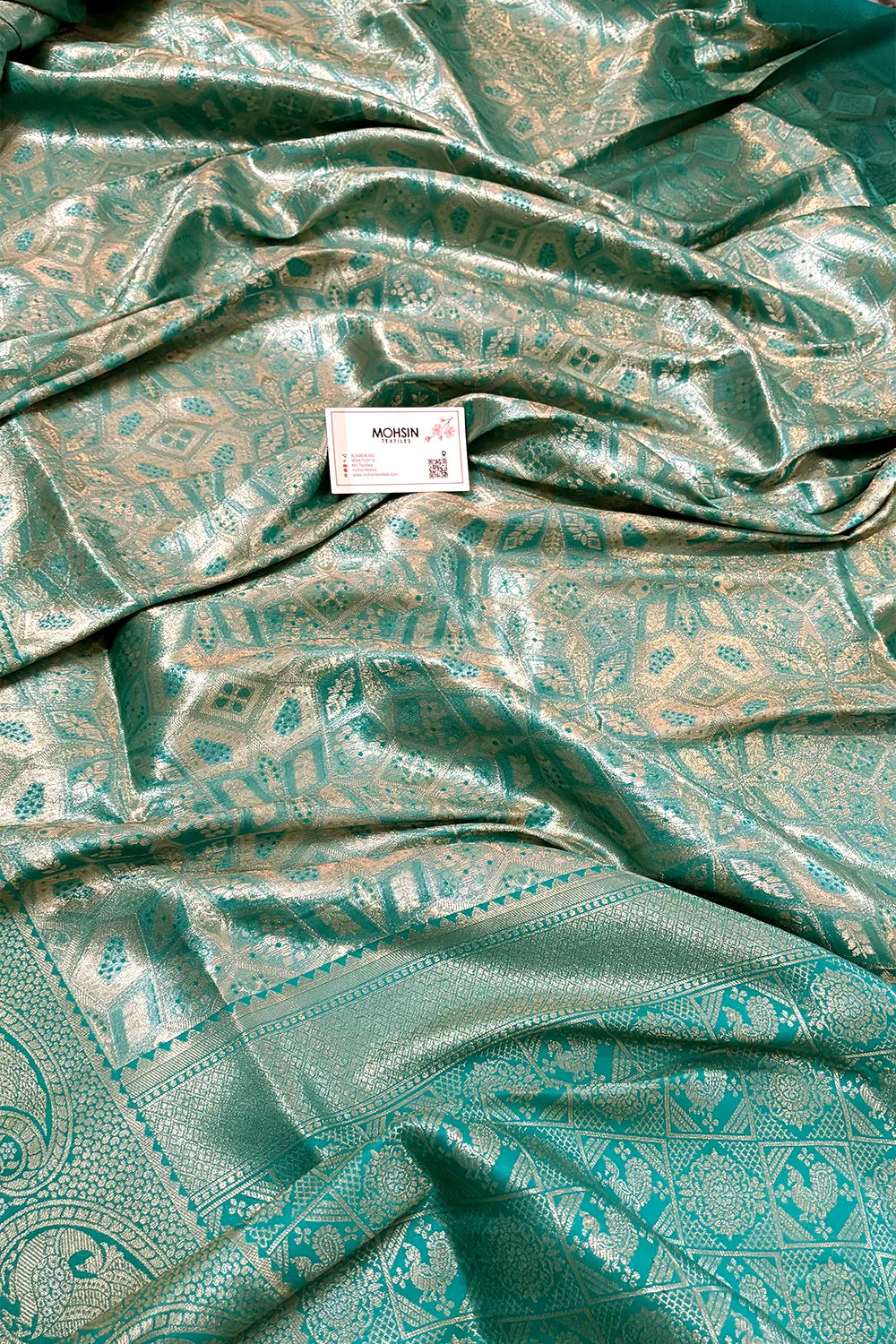 Teal Banarasi Silk Saree