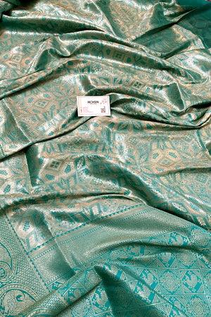 Teal Banarasi Silk Saree