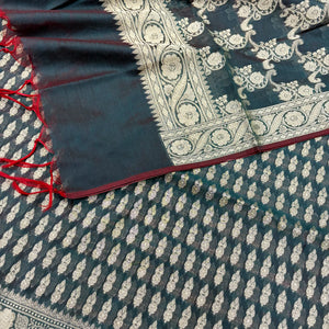 Teal Dracula Buti Banarasi Silk Suit