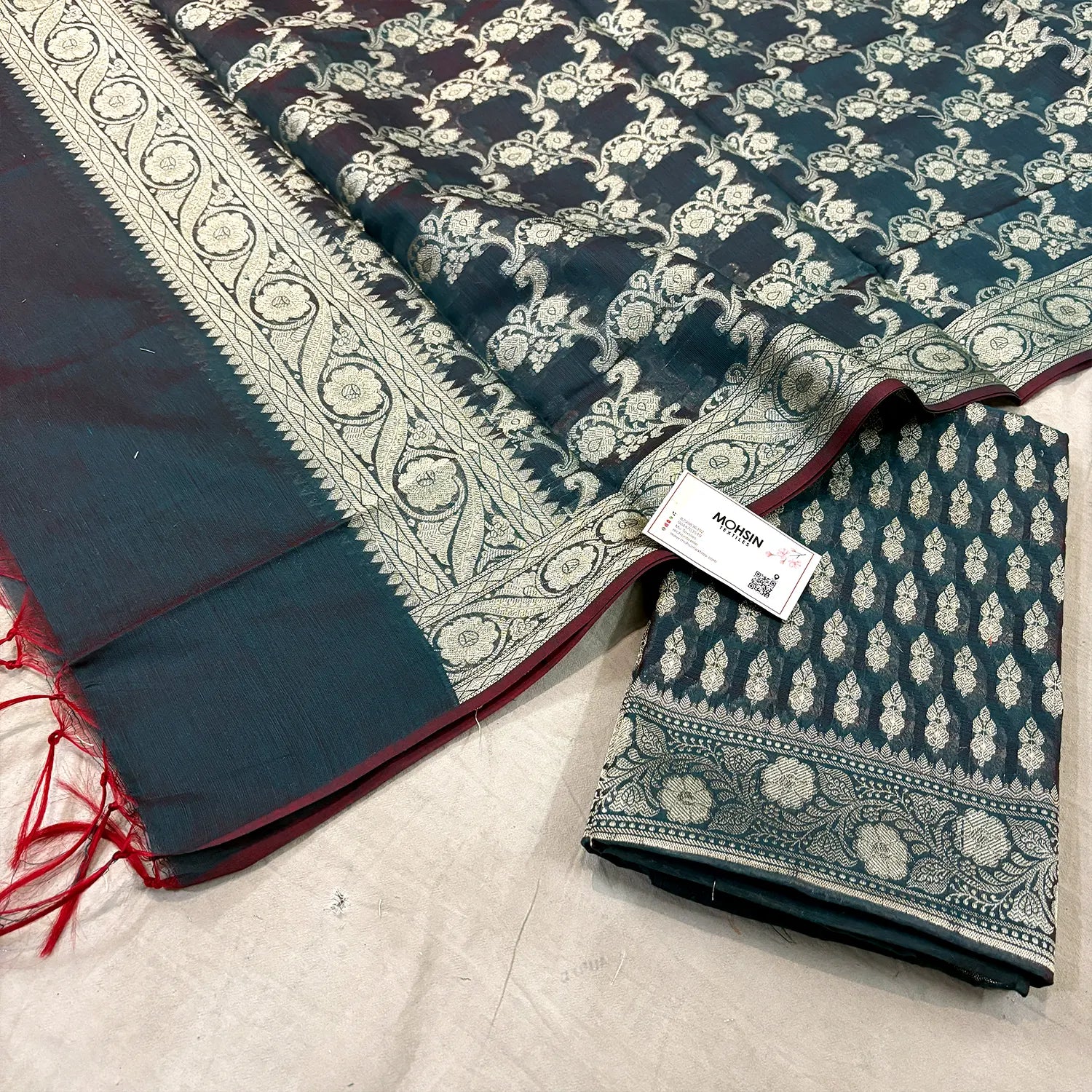 Teal Dracula Buti Banarasi Silk Suit