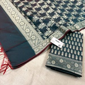 Teal Dracula Buti Banarasi Silk Suit