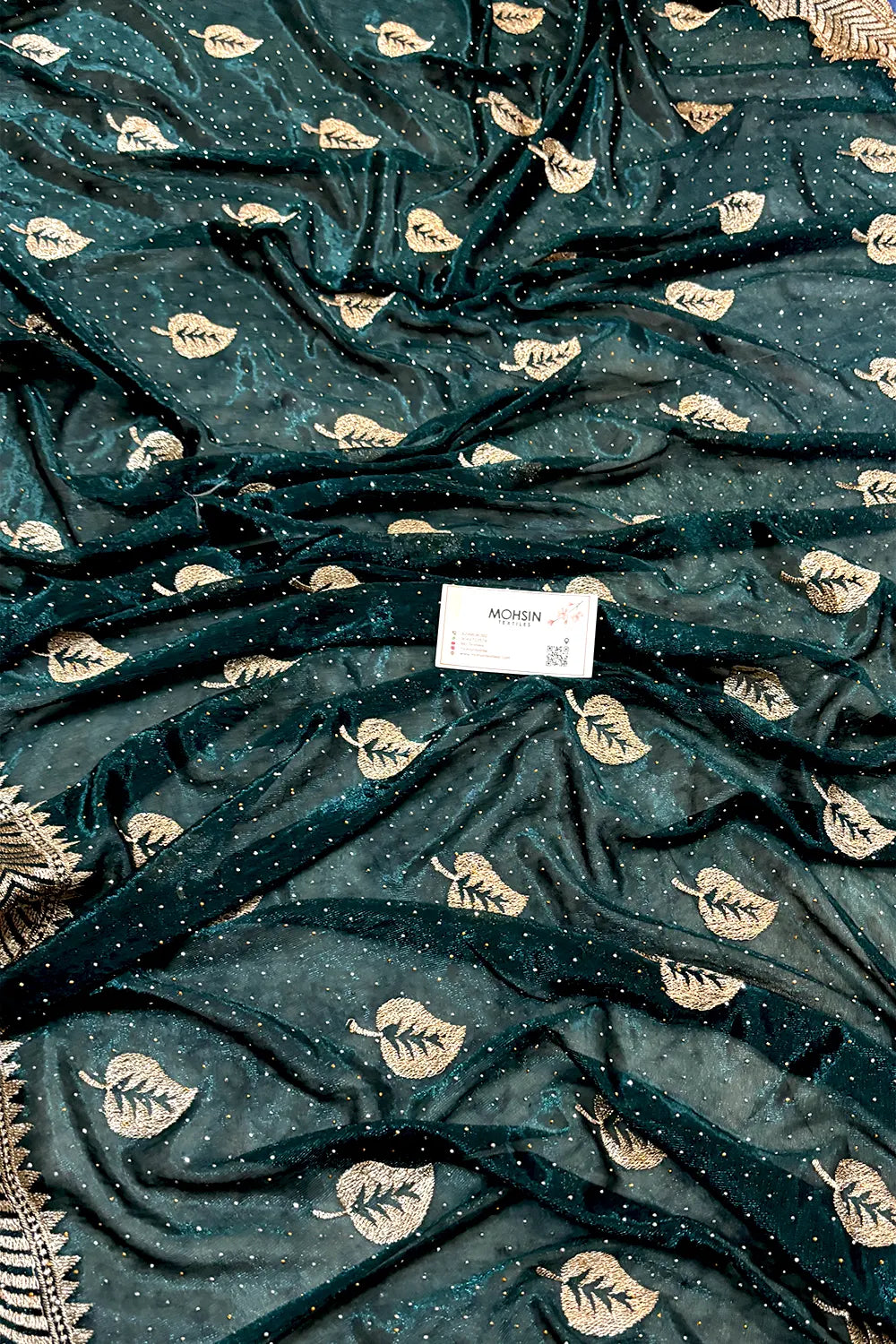 Teal Embordiery Siroski Work Silk Saree