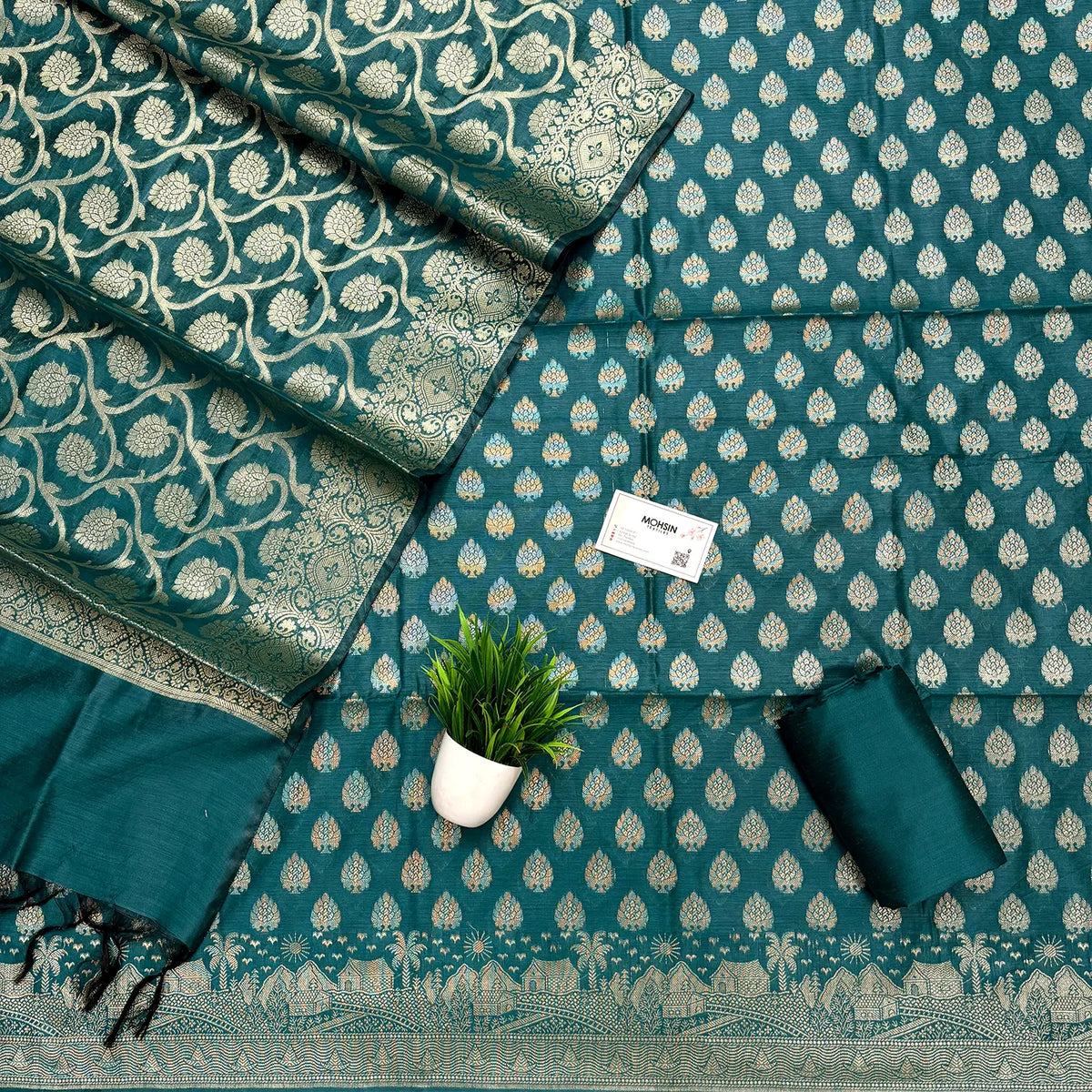 Teal Kashi Sunrise Banarasi Silk Suit