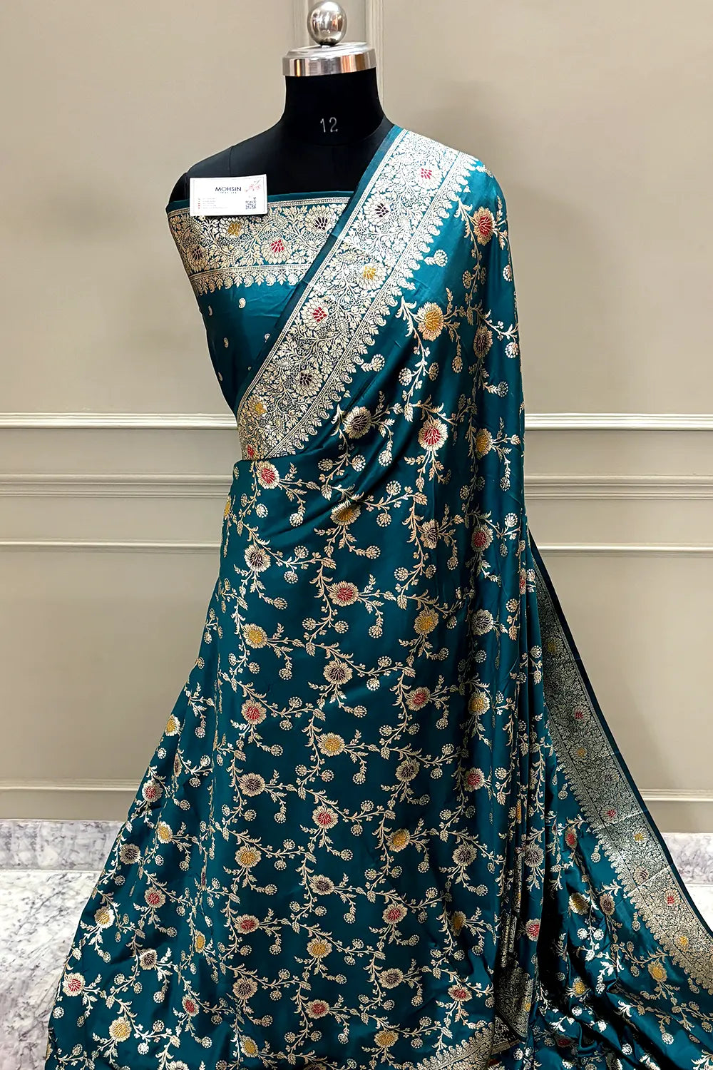 Teal Meena Zari Banarasi Silk Saree