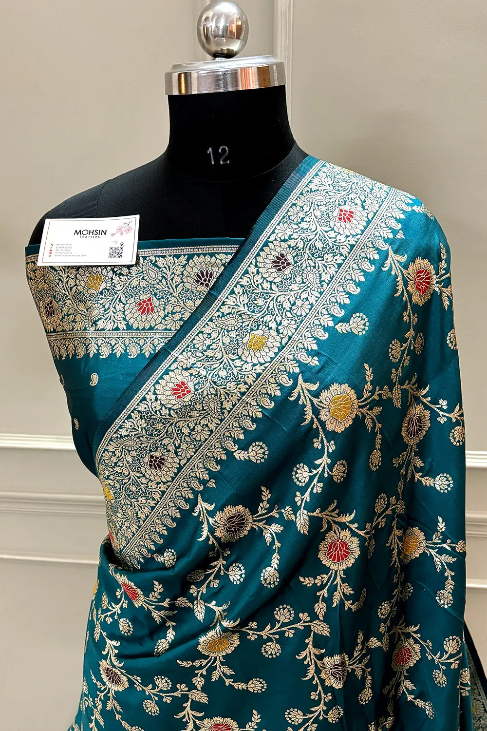 Teal Meena Zari Banarasi Silk Saree