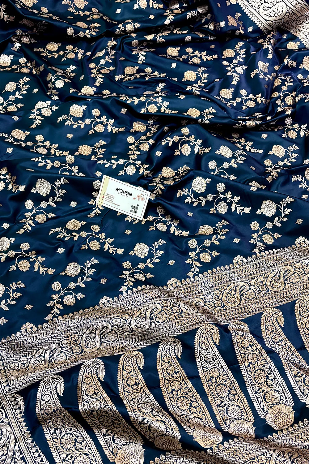 Teal Nafis Jaal Katan Silk Banarasi Saree