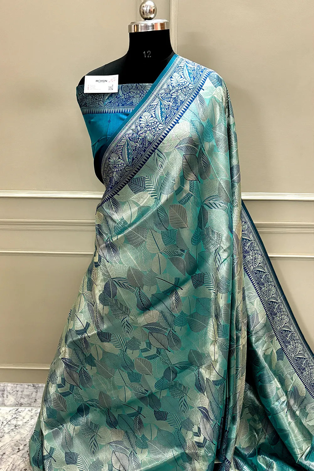 Teal Pashmina Tissue Silk Banarasi Saree