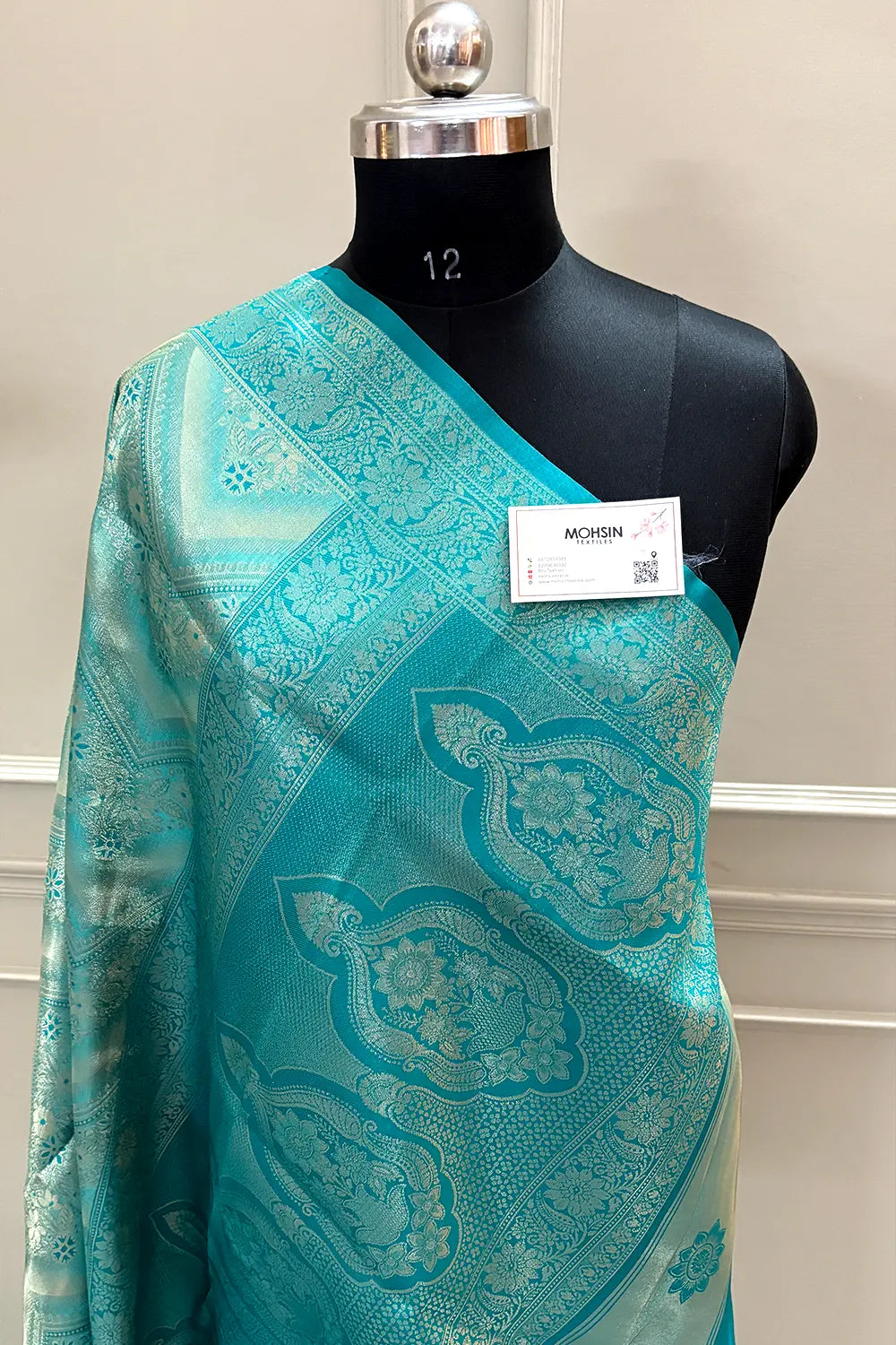 Teal Pashmina Tissue Silk Banarasi Saree