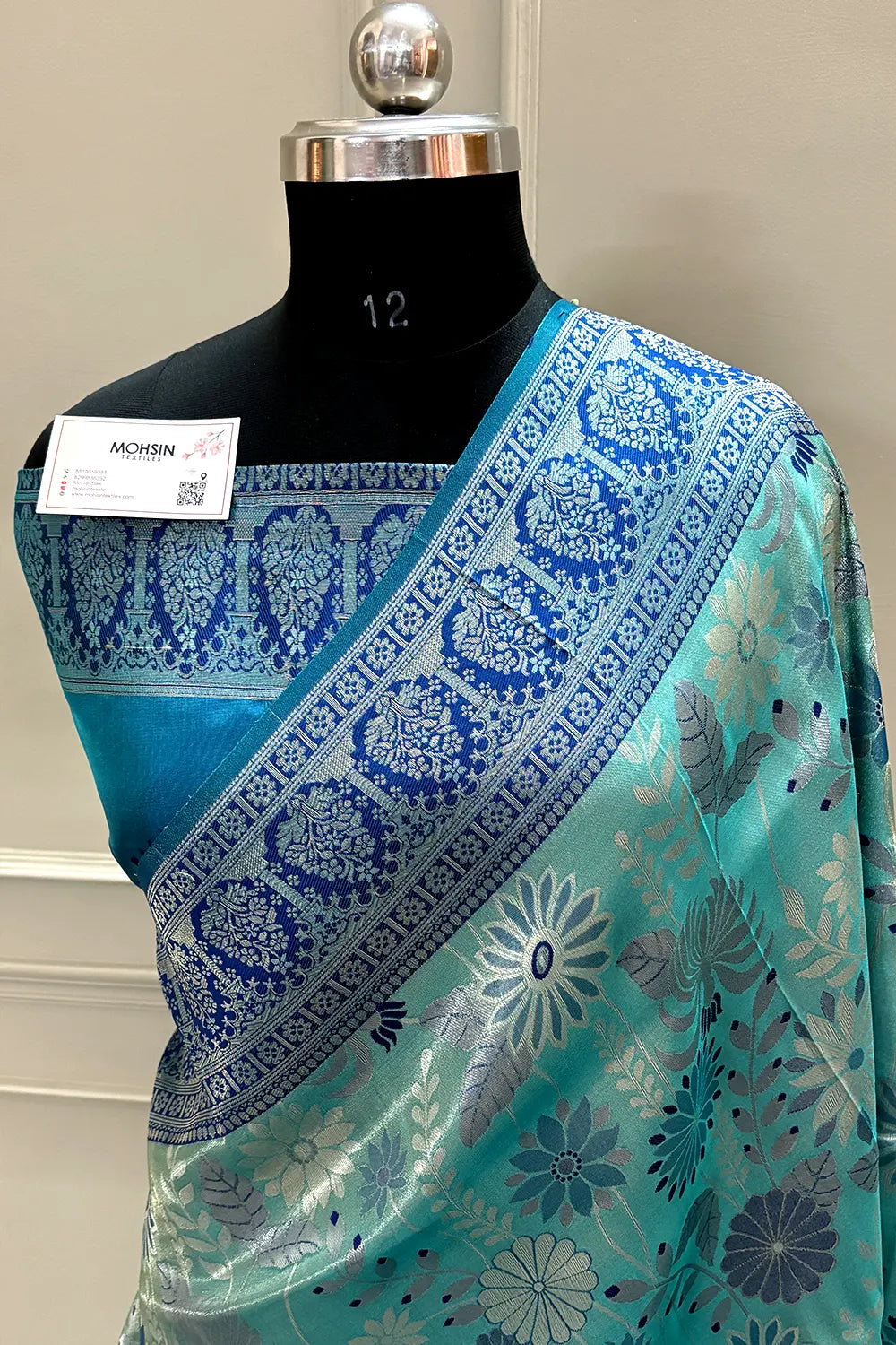 Teal Pashmina Tissue Silk Banarasi Saree