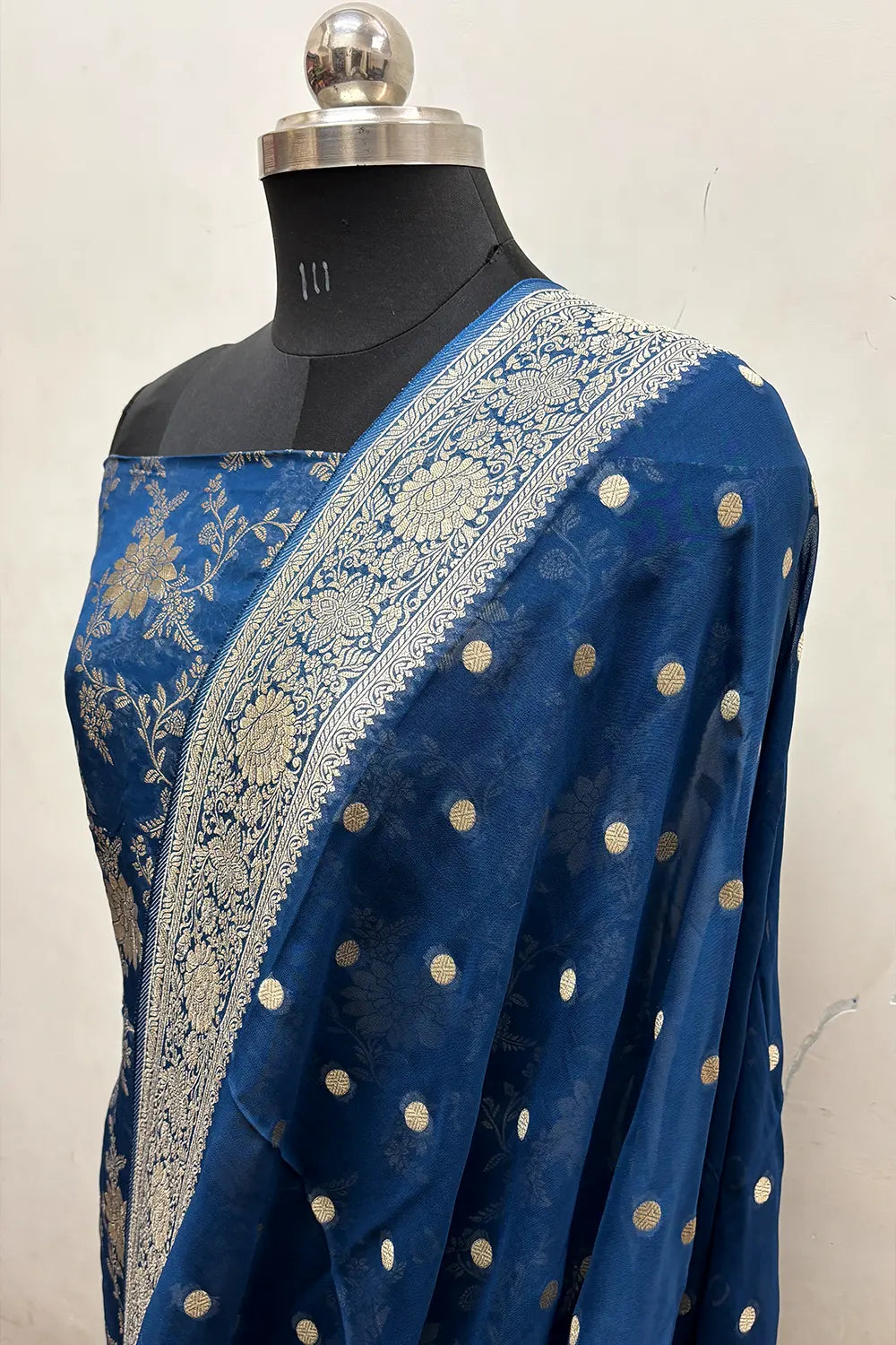 Teal Pure Viscose Georgette Banarasi Suit
