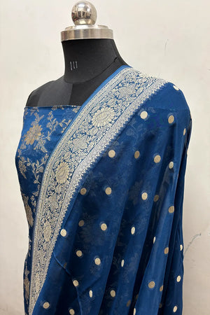 Teal Pure Viscose Georgette Banarasi Suit