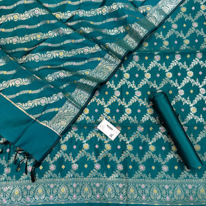Teal Resham Banarasi Silk Suit