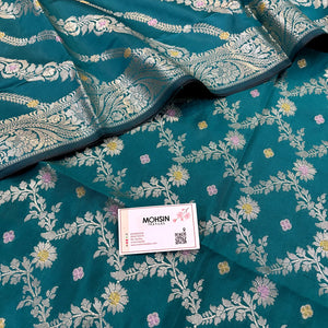 Teal Resham Banarasi Silk Suit