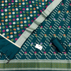 Teal Resham Banarasi Silk Suit