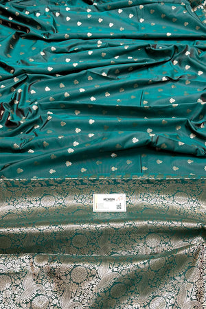 Teal Semi Katan Silk Banarasi Saree