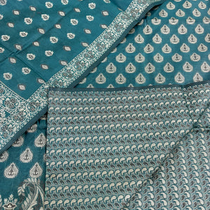 Teal Surahi Buti Cotton Silk Banarasi Suit