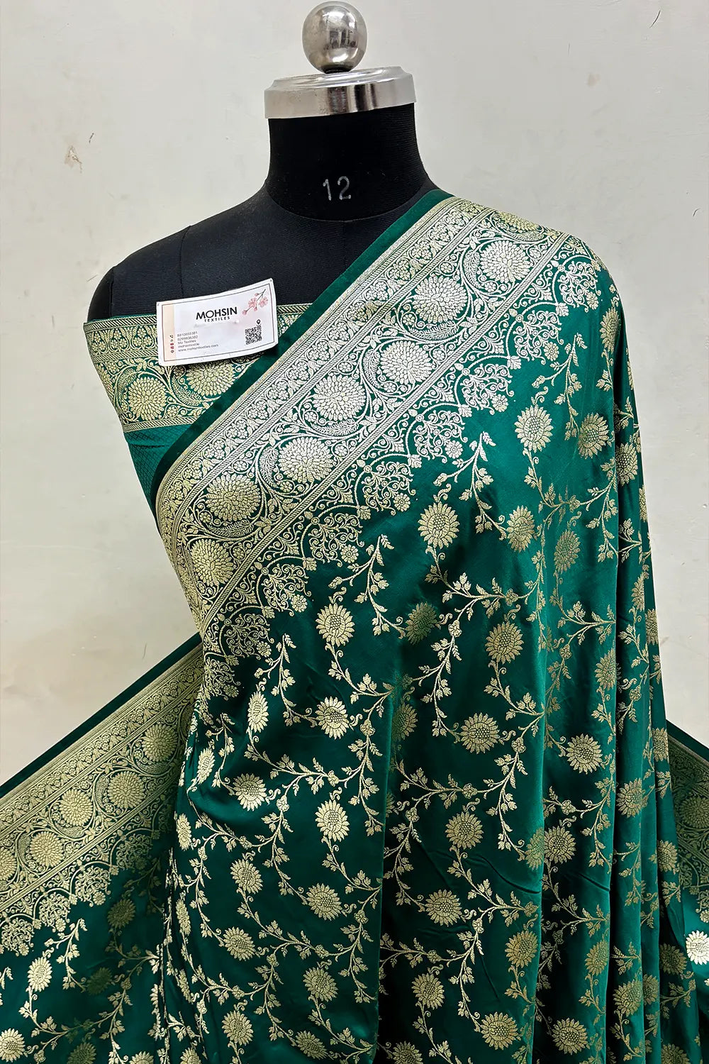 Teal Surajmukhi Jaal Katan Silk Banarasi Saree