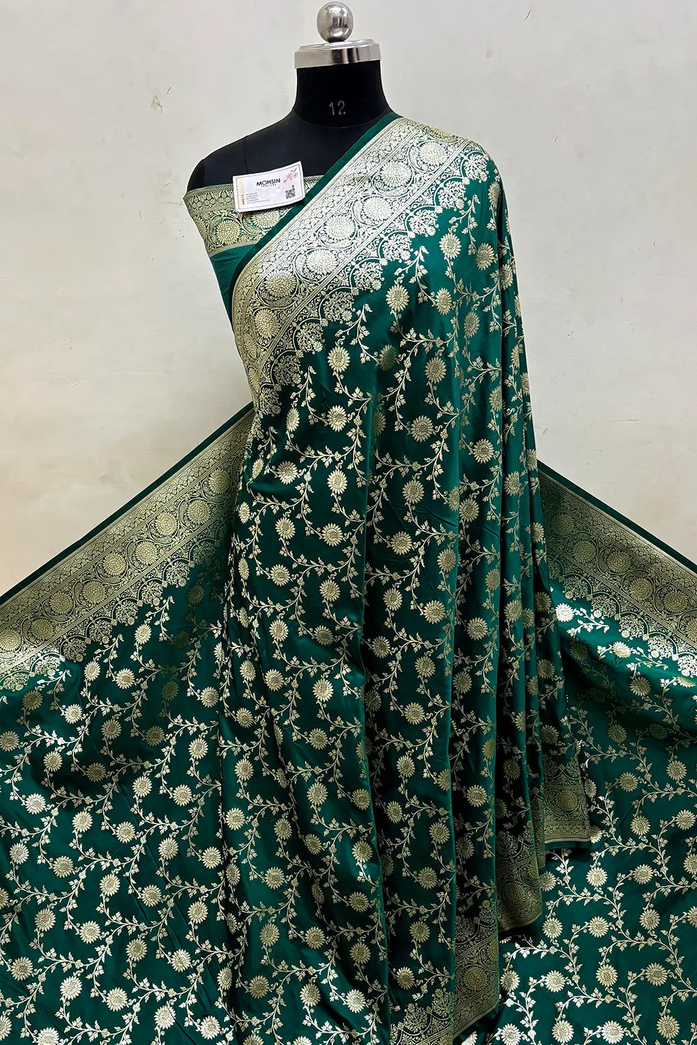 Teal Surajmukhi Jaal Katan Silk Banarasi Saree
