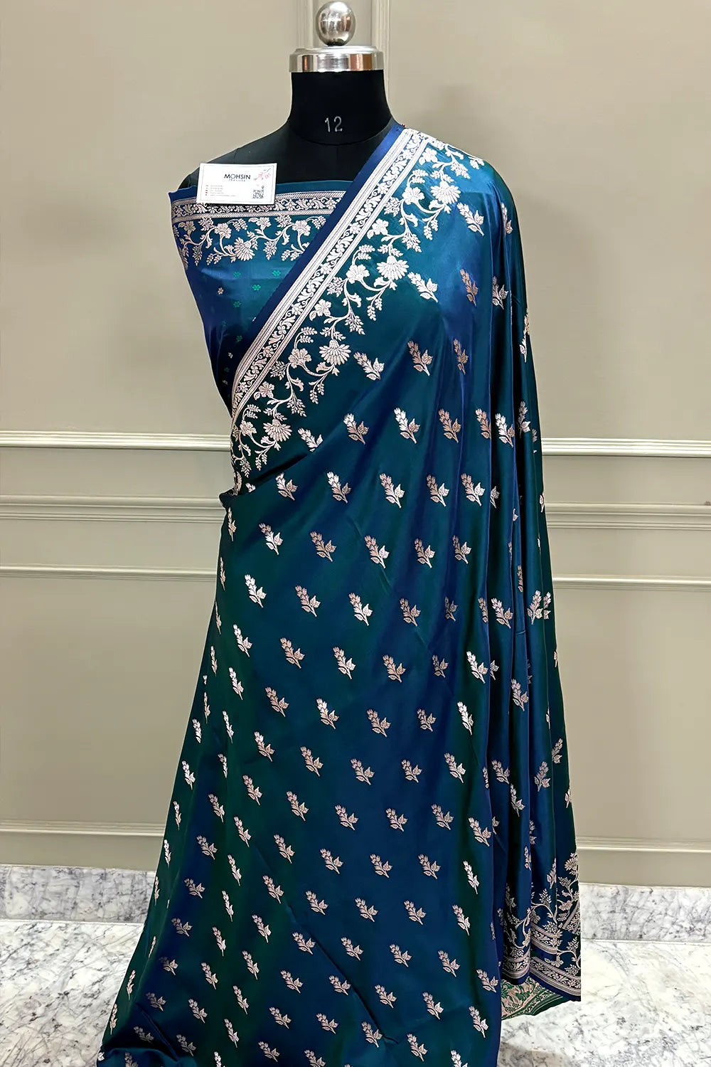 Teal Tejo Katan Silk Banarasi Saree