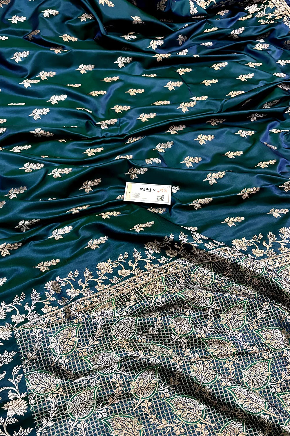 Teal Tejo Katan Silk Banarasi Saree