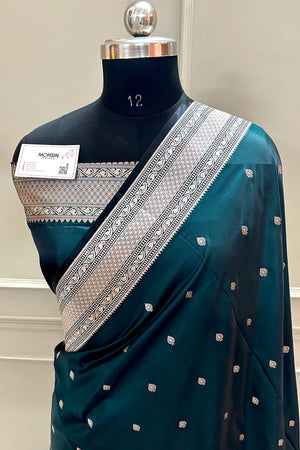 Teal Wazir Buti Katan Silk Banarasi Saree