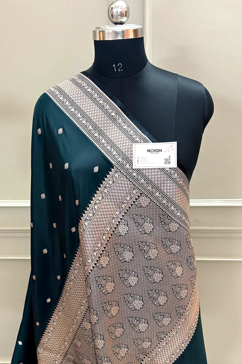Teal Wazir Buti Katan Silk Banarasi Saree