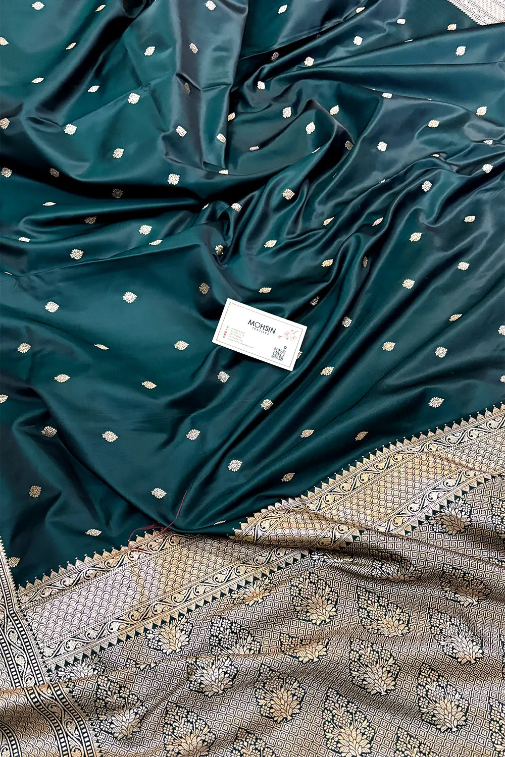 Teal Wazir Buti Katan Silk Banarasi Saree