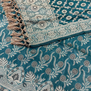 Teal Yoga Jaal Cotton Silk Banarasi Suit