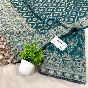 Teal Yoga Jaal Cotton Silk Banarasi Suit