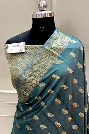 Teal Zari Banarasi Silk Saree