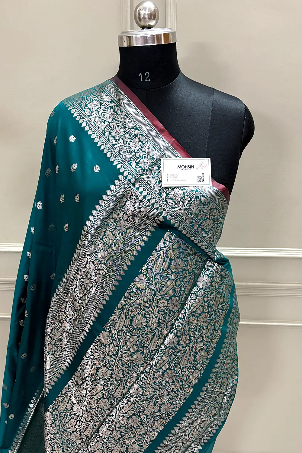 Teal Zari Banarasi Silk Saree