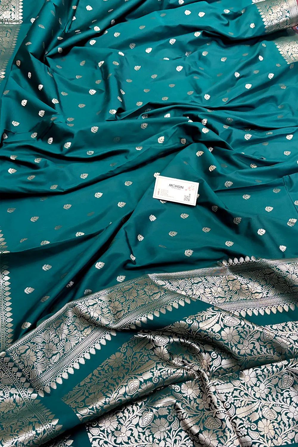 Teal Zari Banarasi Silk Saree
